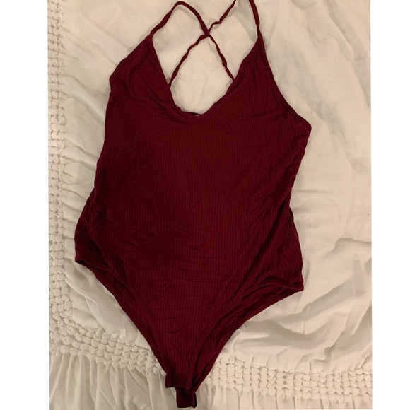 Maroon ribbed bodysuit - Picture 1 of 4